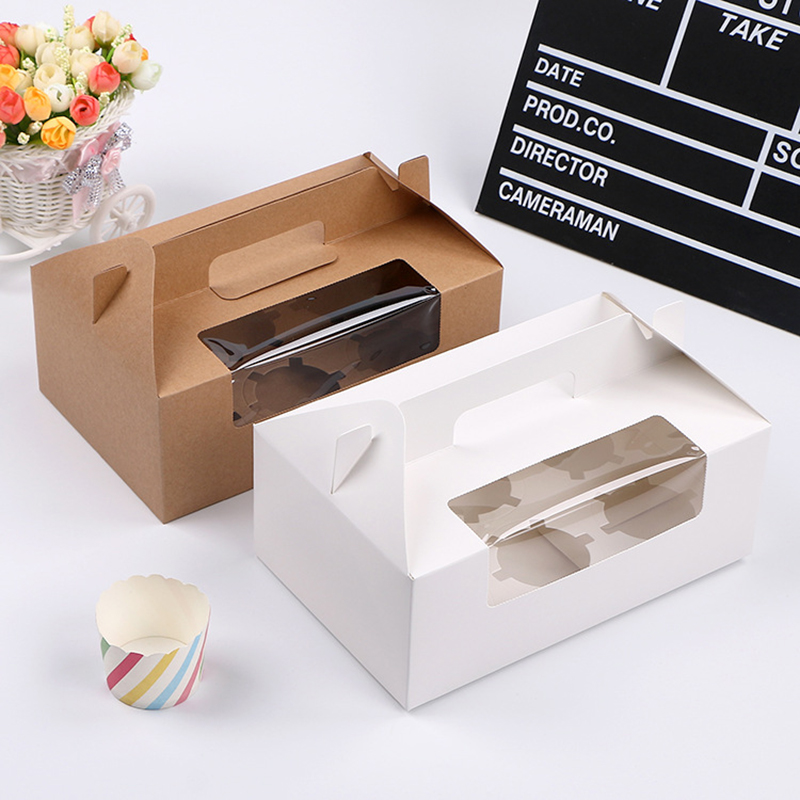 Caja de la magdalena de lujo 6 contenedor para el paquete de comida para pasteles